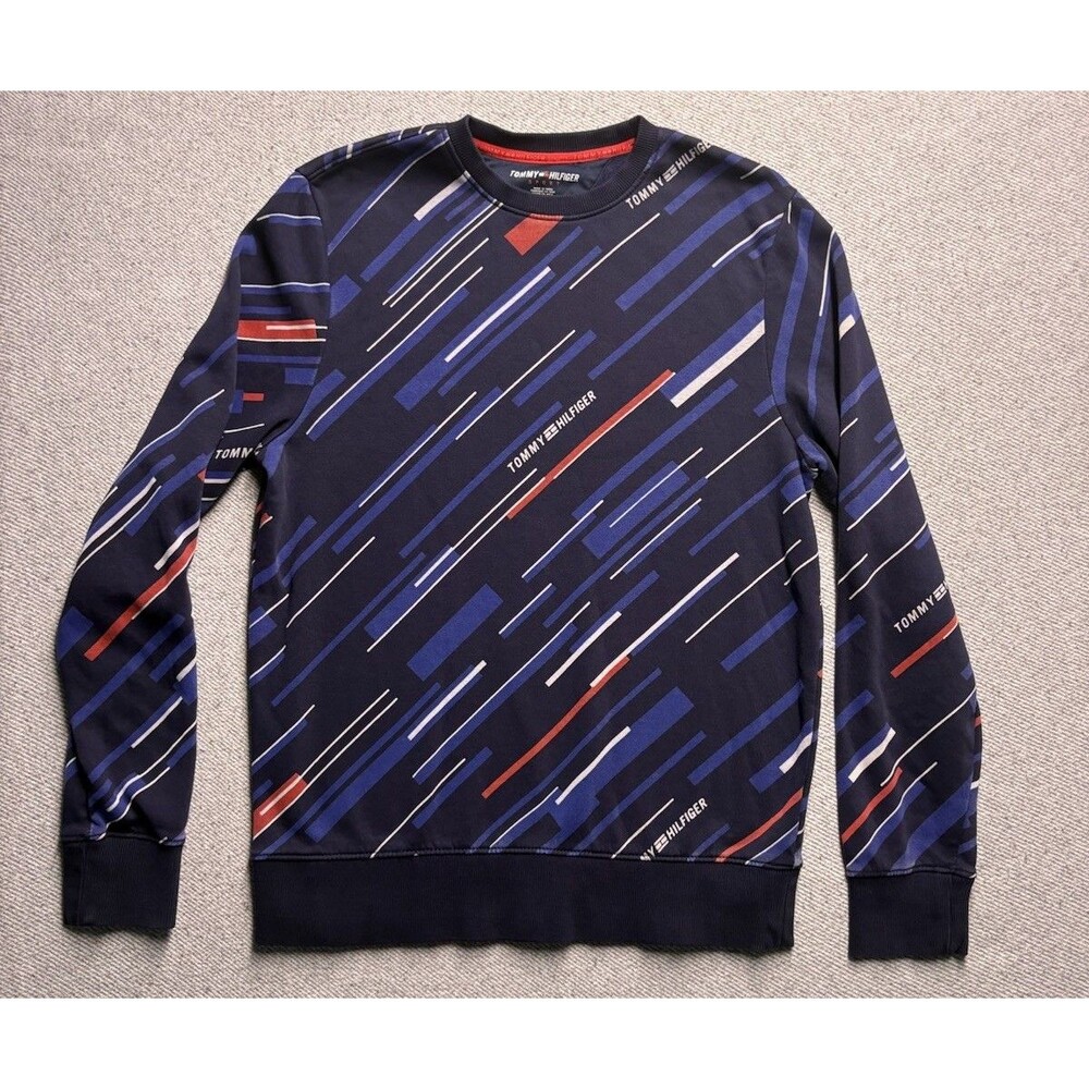 Tommy Hilfiger Sport Sweatshirt Mens Medium Navy Blue Graphic Pullover